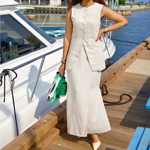 Miss Me Vintage Trending Longline Vest sz M (runs small) Brown Pinstripe - Picture 12 of 15